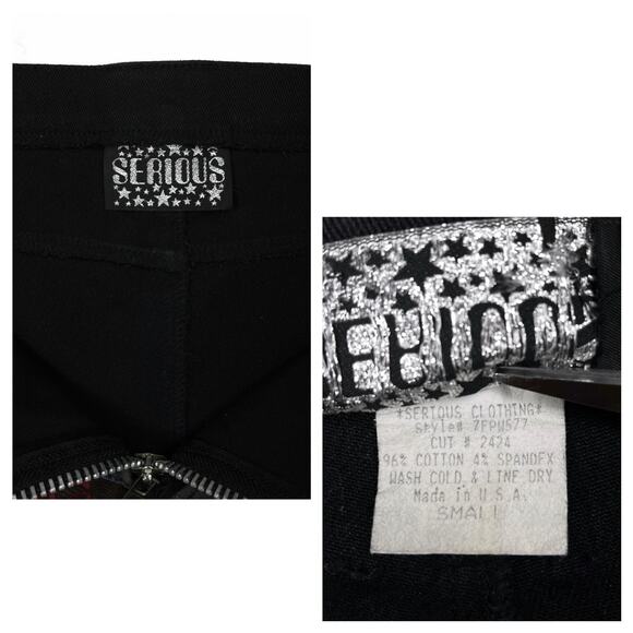 Rare Y2K Serious Los Angeles Patchwork Pants LA Clothing Black Jeans Goth Punk - Picture 11 of 16